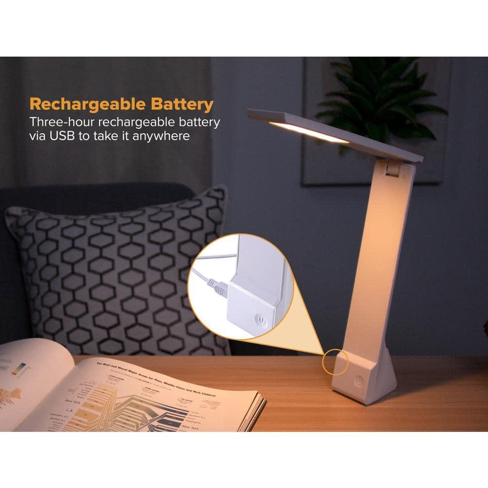 Bostitch Office Rechargeable Battery Led Desk Lamp, 3 Color Temperatures, Flip Open, Gray (KT-VLED1810-GRAY)