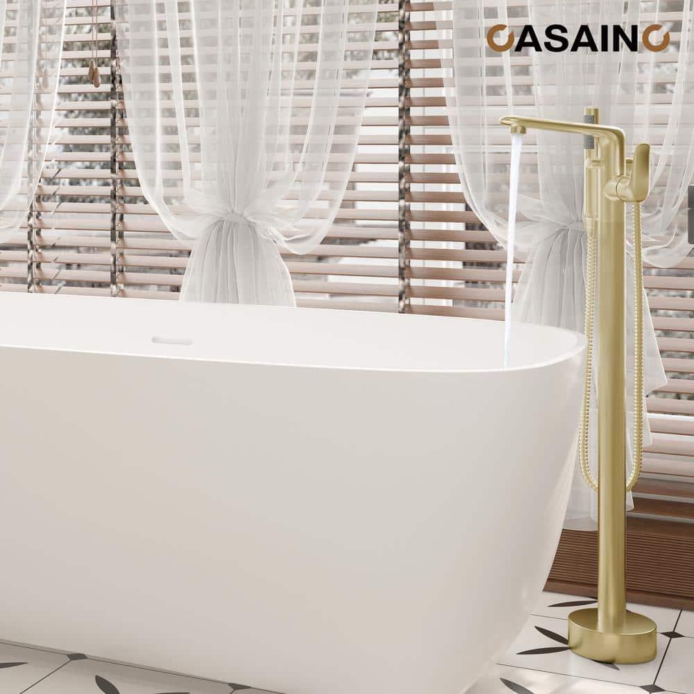 Single Handle Freestanding Bathtub Faucet with Diverter and Handshower