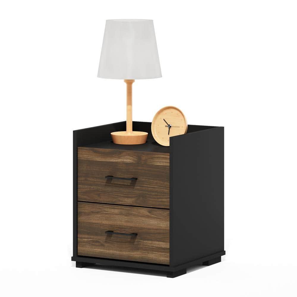 Furinno  Tidur Modern Bedroom Bedside Tables Handle 2-Drawer Chest Nightstand