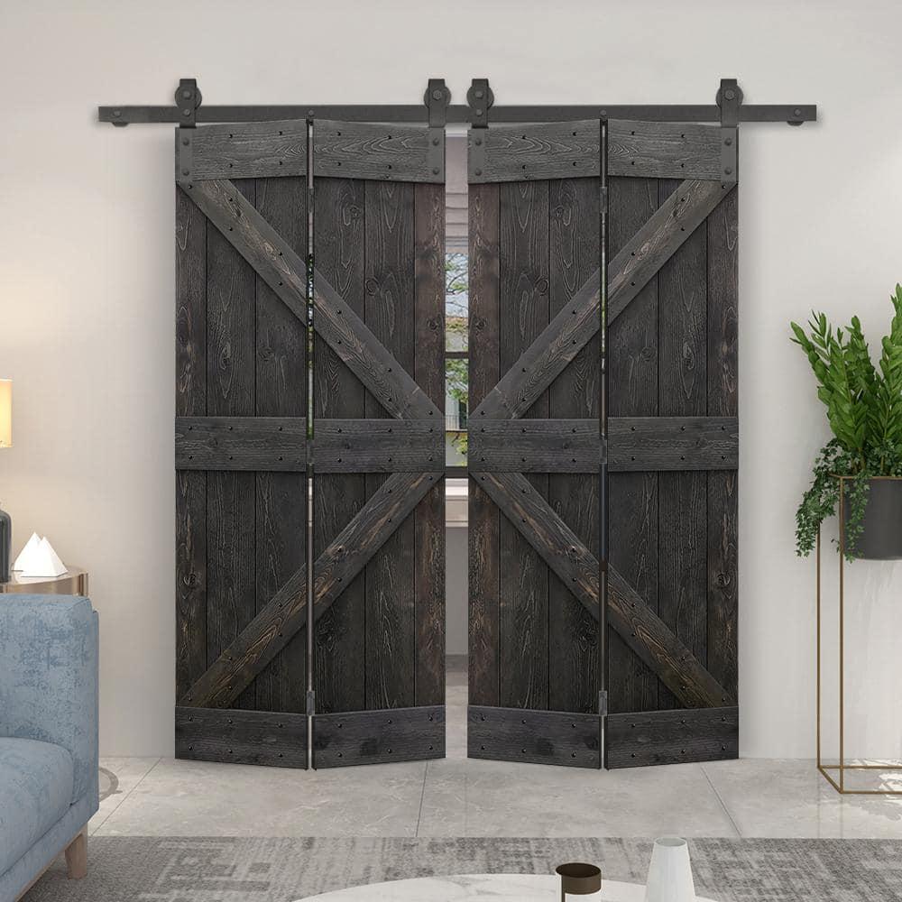 Calhome 84'' Solid Wood Barn Doors Painted without Installation Hardware Kit Barn Door