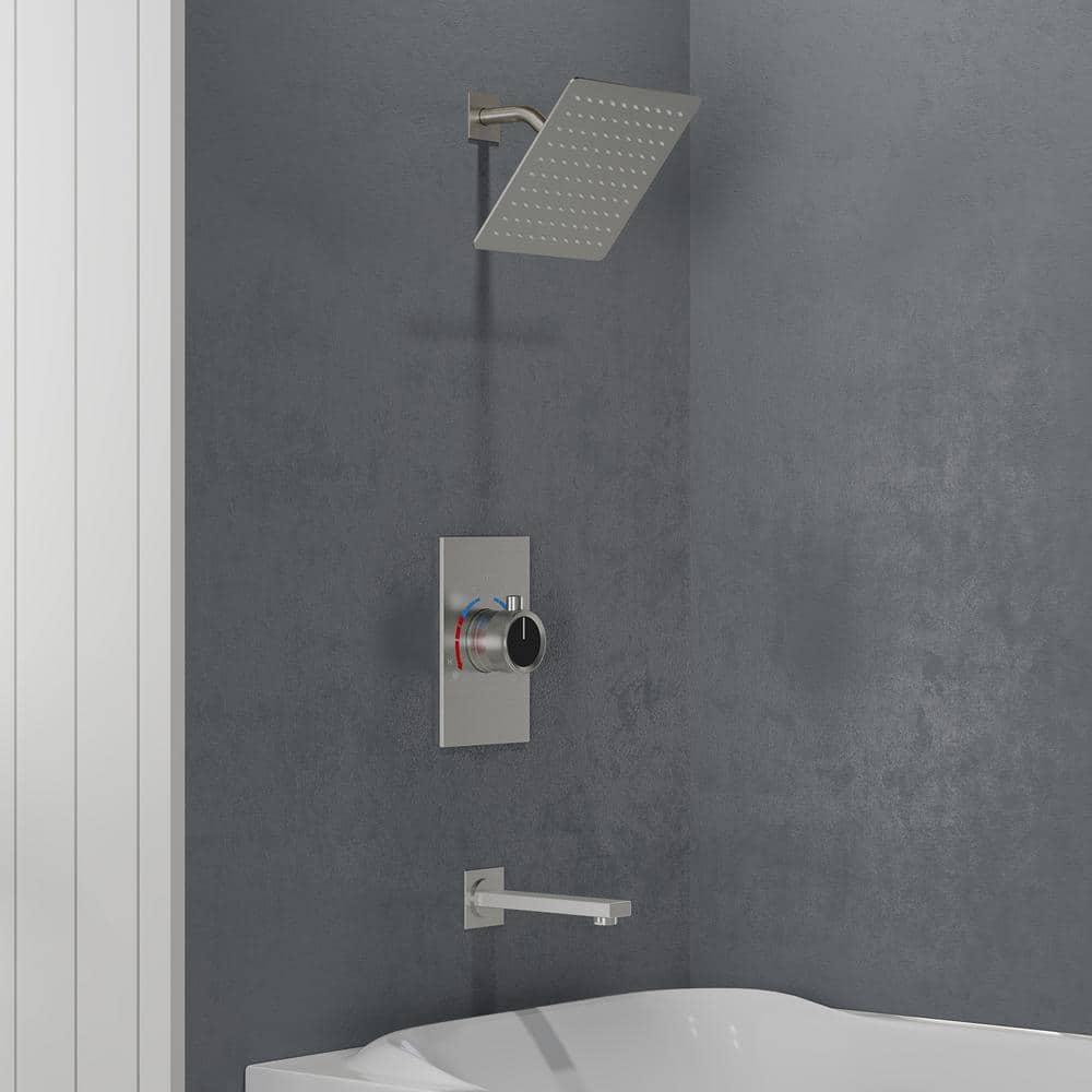 AquaSpa Shower Faucet Set with Tub Spout, 8-Inch Rain Shower Head with Valve