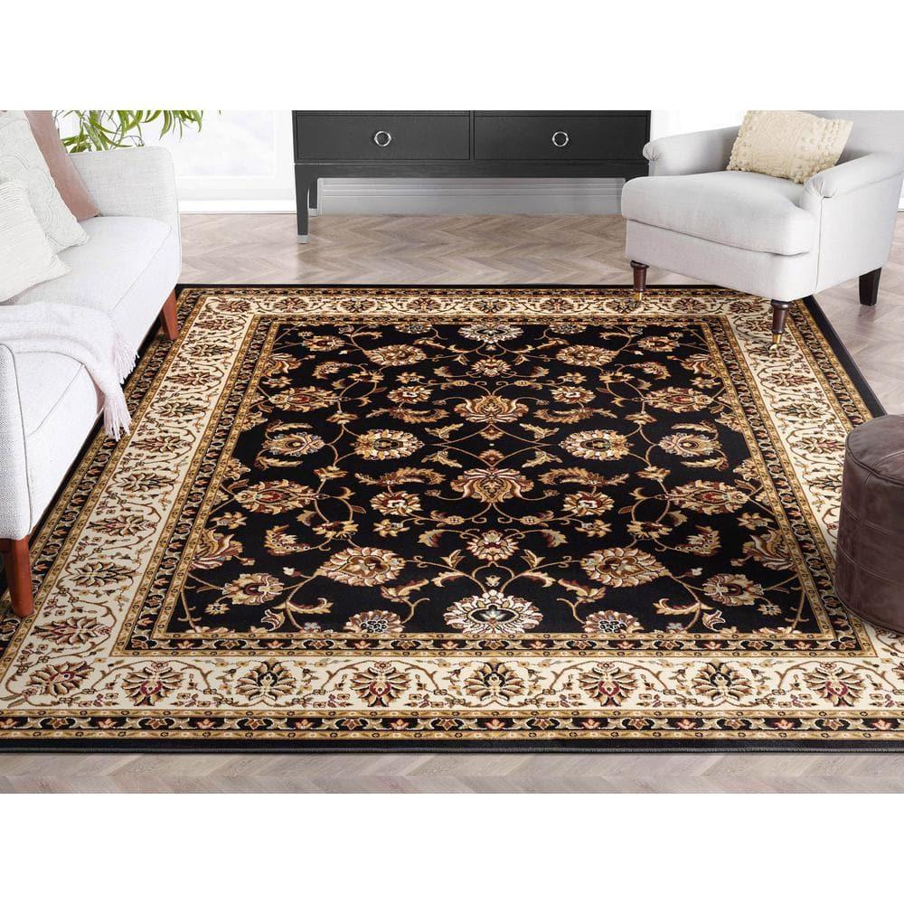 Well Woven Barclay Sarouk Traditional Oriental Panel Black 3'11" x 5'3" Area Rug