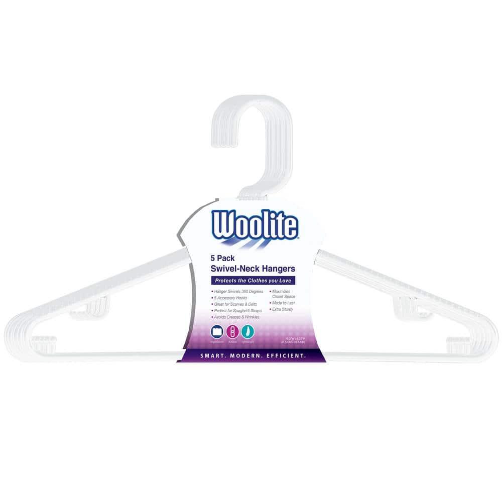 Laundry 360 Woolite Plastic Standard Hanger for Dress/Shirt/Sweater (Set of 5)
