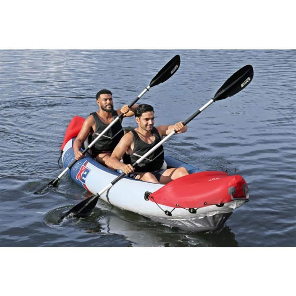 Bestway Hydro-Force Rapid X2 Inflatable 2 Person Kayak Outdoor Lake and River Water Sport Set with 2 Paddles, Hand Pump, and 2 Removable Fins