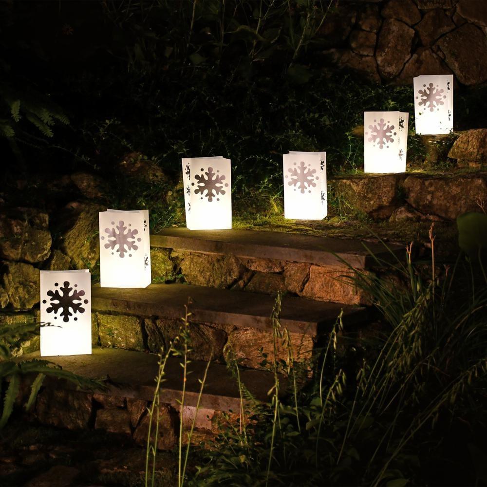 LumaBase 6 -Pack 10-Inches Freestanding Snowflake Light display with Yellow LED Lights