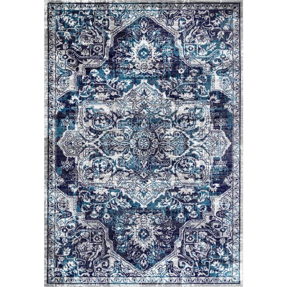 Nuloom Maryanne Geometric 4x6 Indoor Area Rug for Living Room Bedroom Dining Room Kitchen, Blue/Ivory