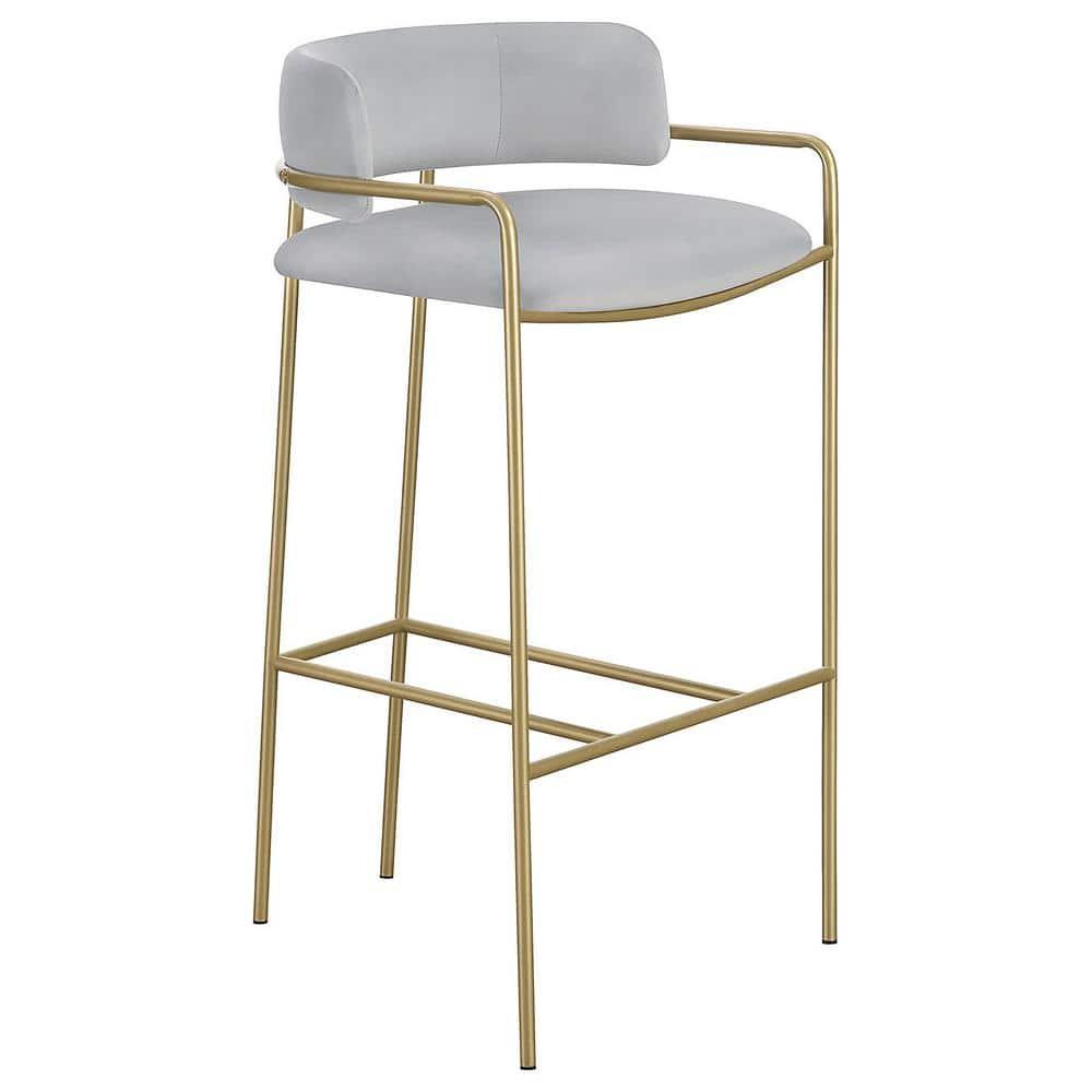 Coaster Comstock Velvet Upholstered Low Back Stool Gray and Gold