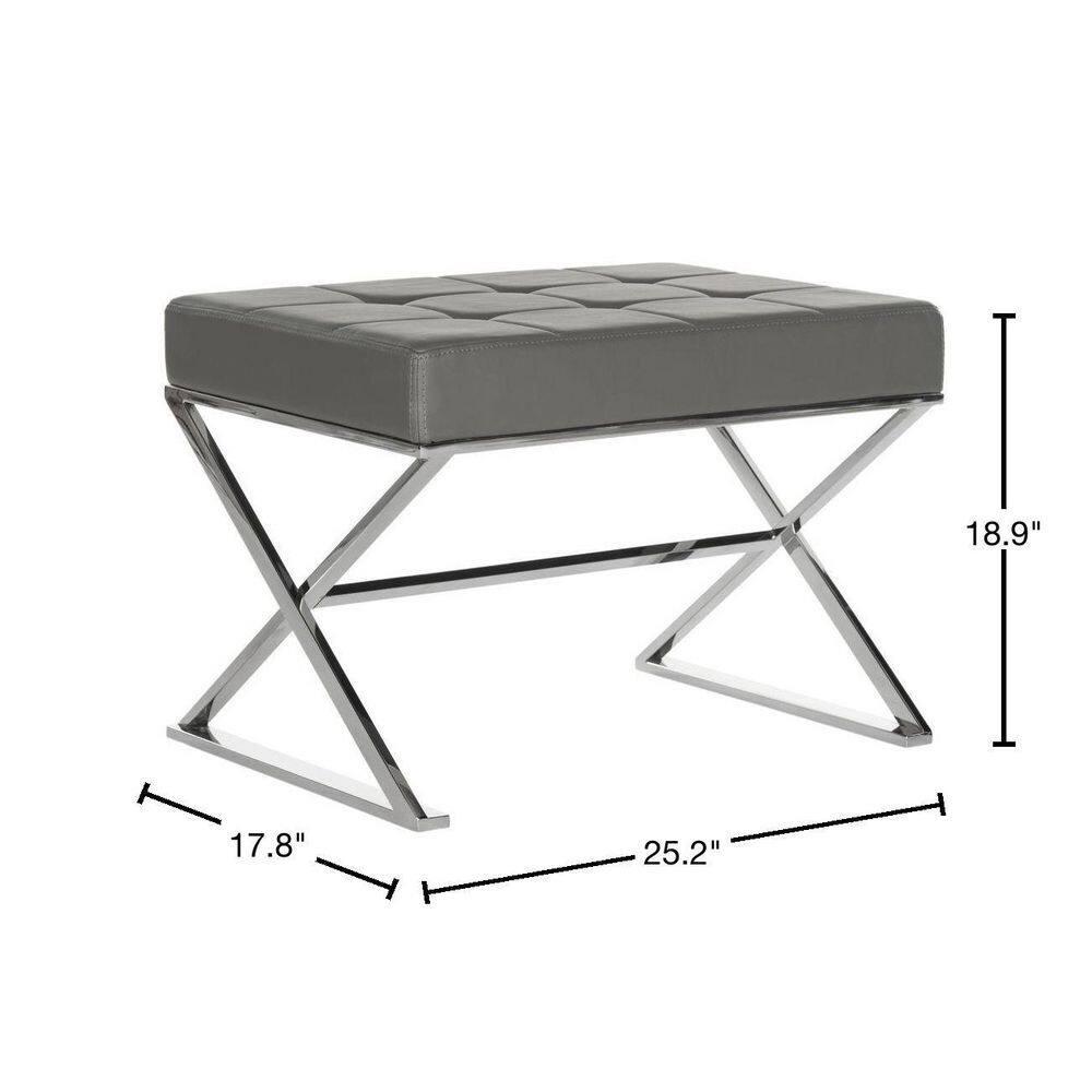 Micha Ottoman - Grey/Chrome - Safavieh