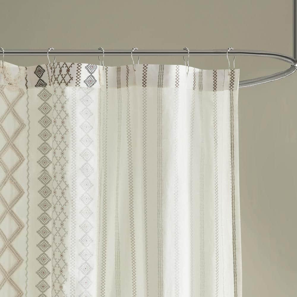 INK+IVY Imani 100% Cotton Printed Shower Curtain with Chenille
