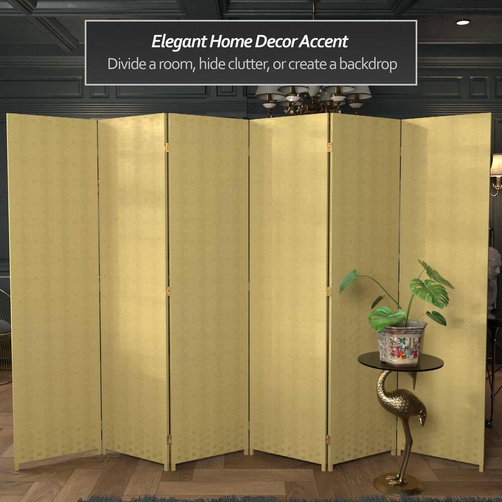 Handmade Woven Fiber 6-panel 6-foot Frameless Room Divider (China) Dark Beige