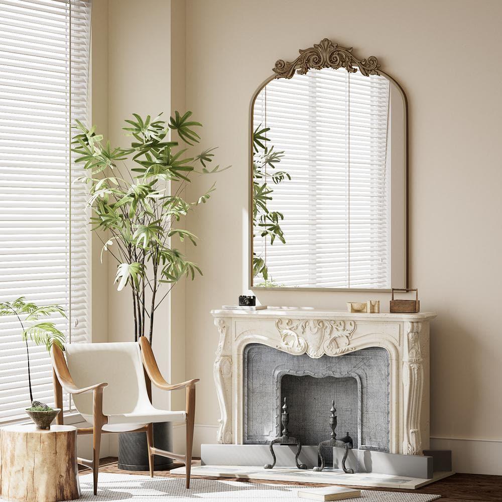 BEAUTYPEAK 38"x24" Vanity Wall Mirror Decorative Vintage Arch Bathroom Mirror,Bronze