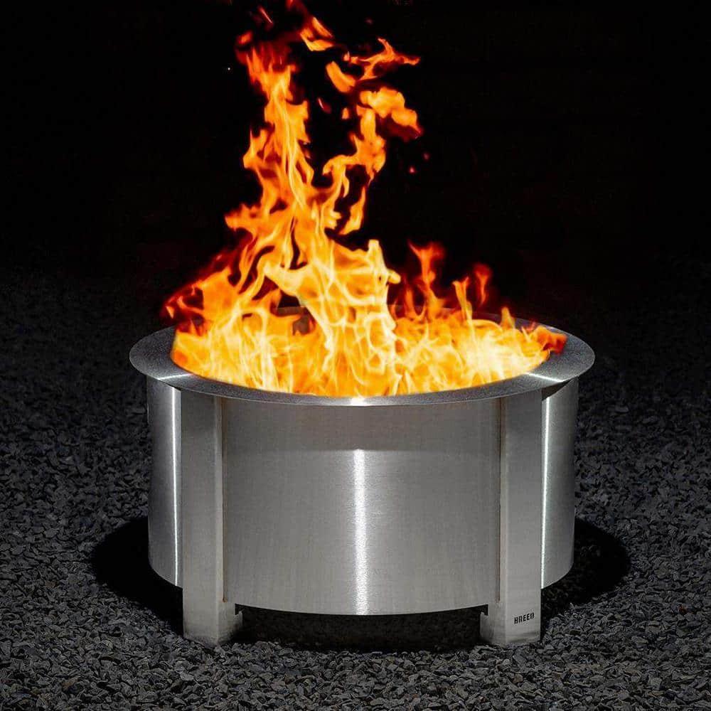 Breeo X Series 24 Stainless Smokeless Fire Pit 24 in. W Stainless Steel Outdoor Round Wood Fire Pit