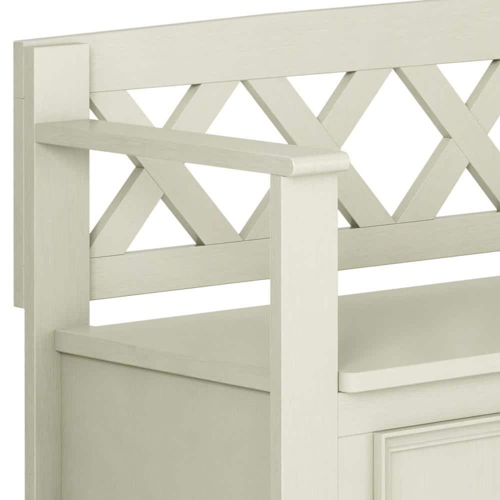 Simpli Home Amherst 48"W Solid Wood Entryway Storage Bench with Lift-Top Lid and Dual Compartments