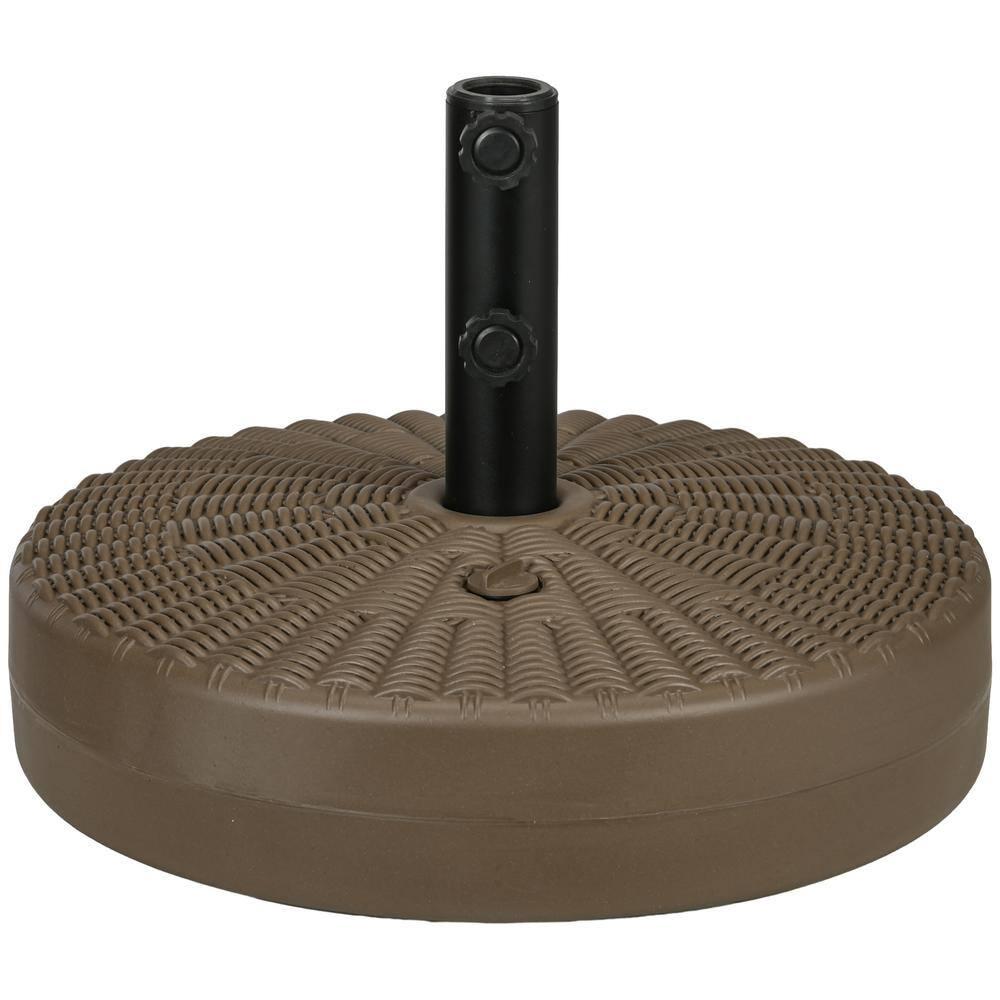 Outsunny Fillable Round Umbrella Base for 1.5" or 2" Umbrella Poles, Heavy Duty Umbrella Stand for Outdoor, Lawn, Poolside, Brown