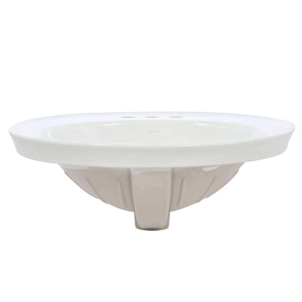 Serif® Ceramic Oval Drop-In Bathroom Sink with Overflow