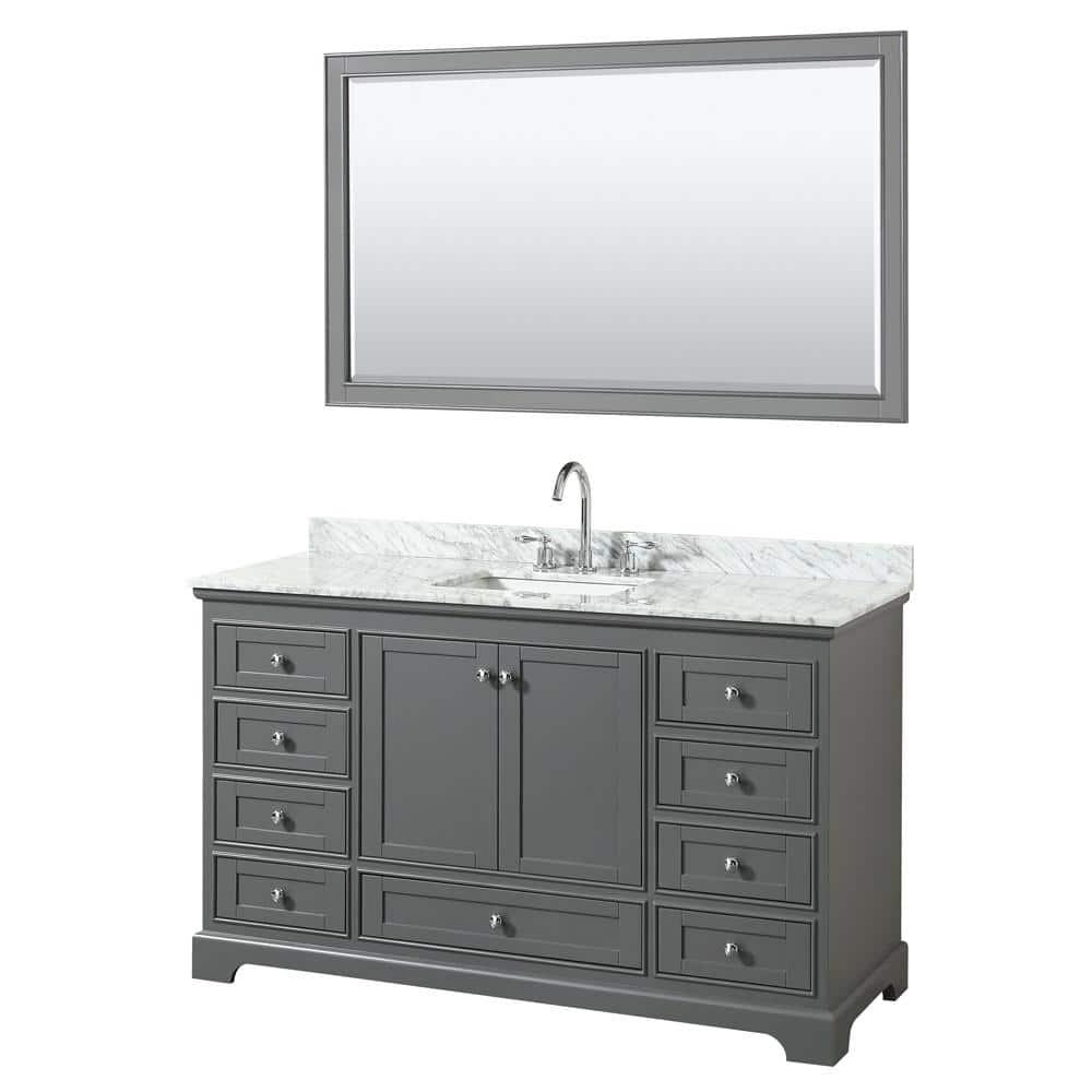 Wyndham Collection Deborah 60'' Single Bathroom Vanity with Marble Top with Mirror