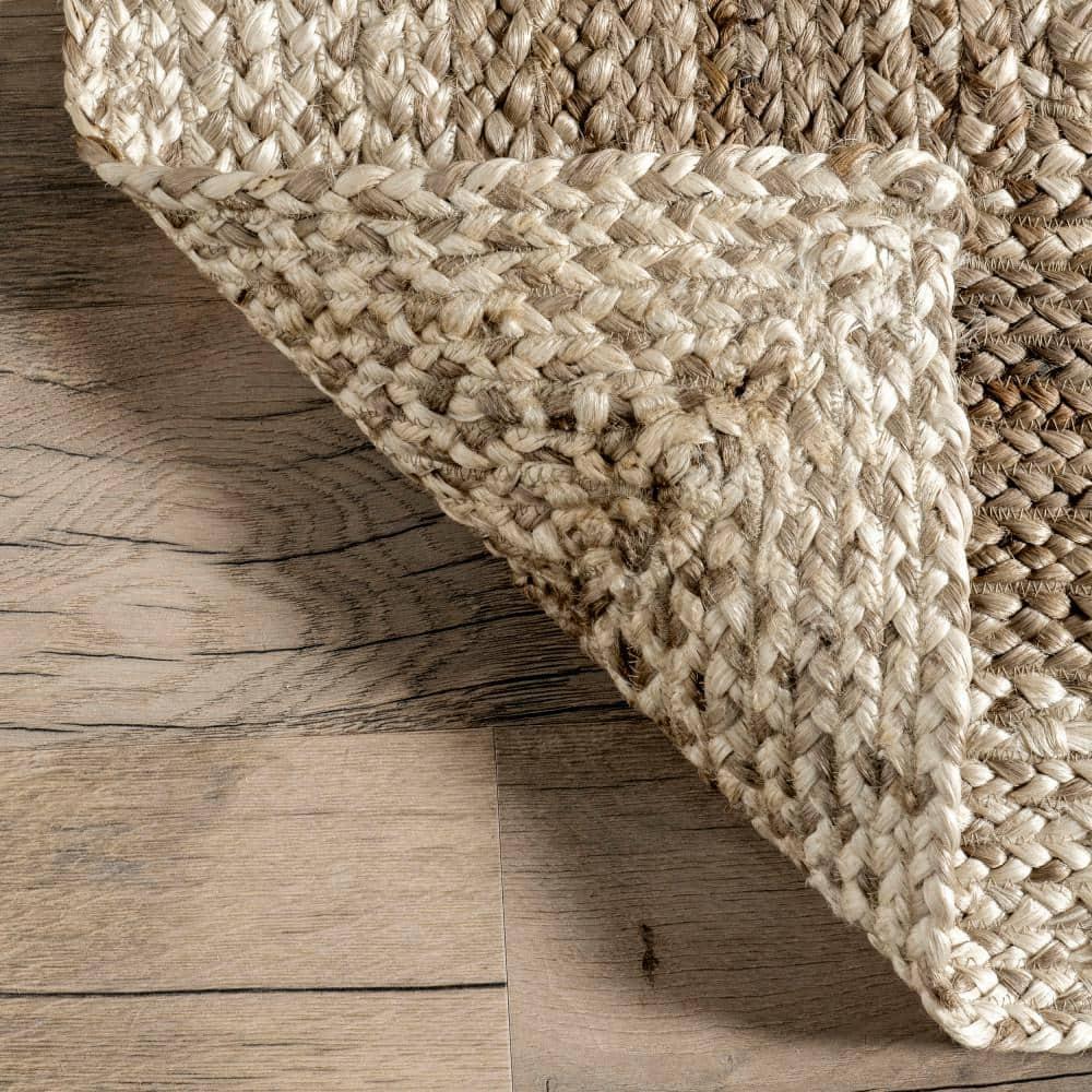 Nuloom Charlene Braided Border Jute Indoor Area Rug 8x10 in Natural