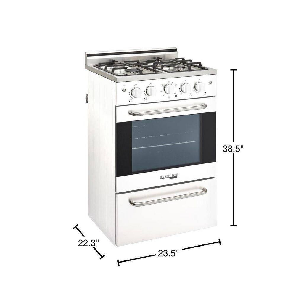 Unique Prestige 24” 2.3 cu ft Double Oven Gas Range in White