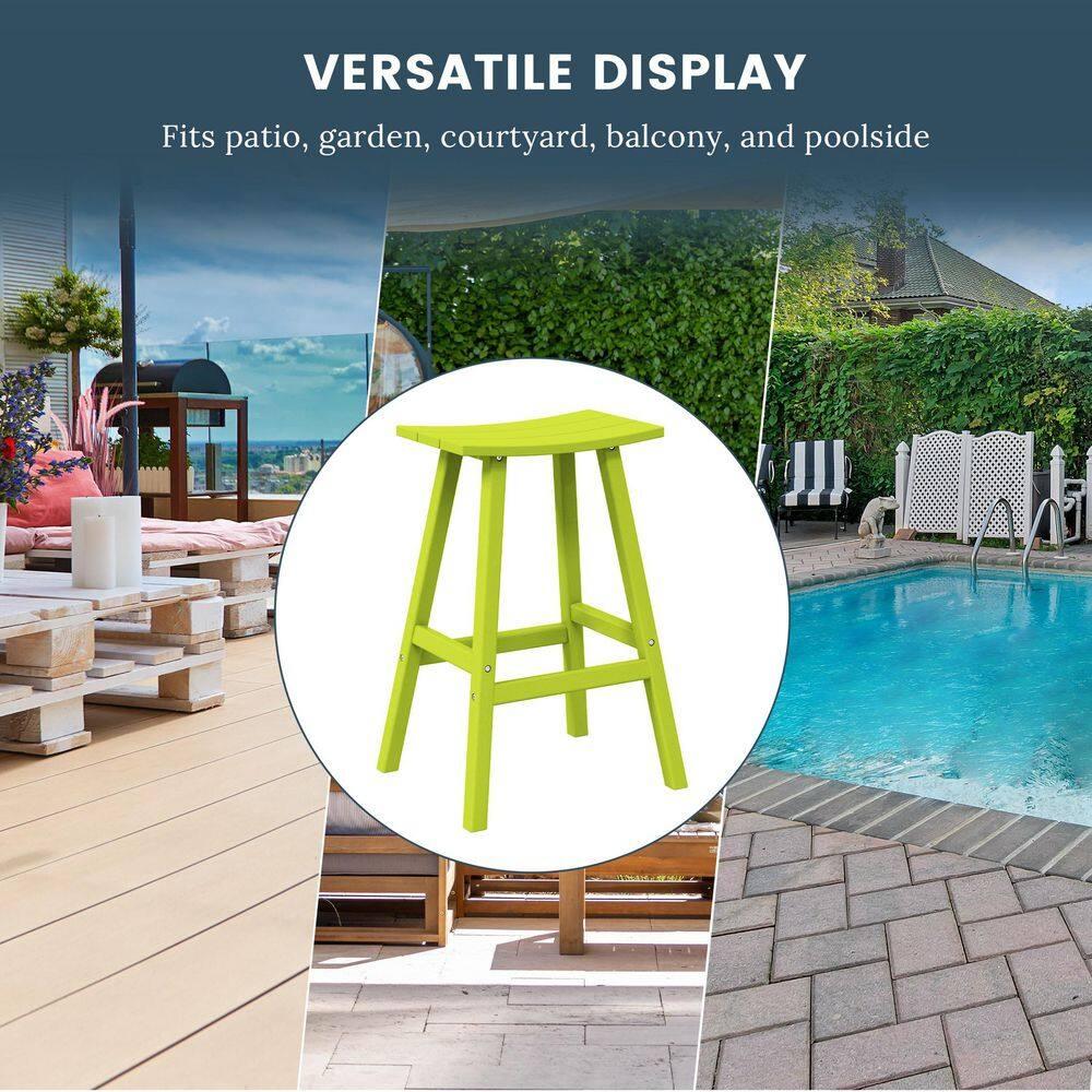 Polytrends  Laguna Hdpe All Weather Outdoor Patio 29" Saddle Seat Bar Stool Lime