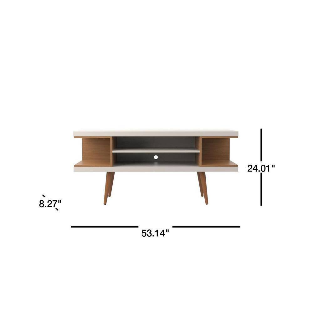 Manhattan Comfort Utopia Splayed Wooden Legs and 4 Shelves TV Stand for TVs up to 50" Maple Cream/Off-White - Manhattan Comfort