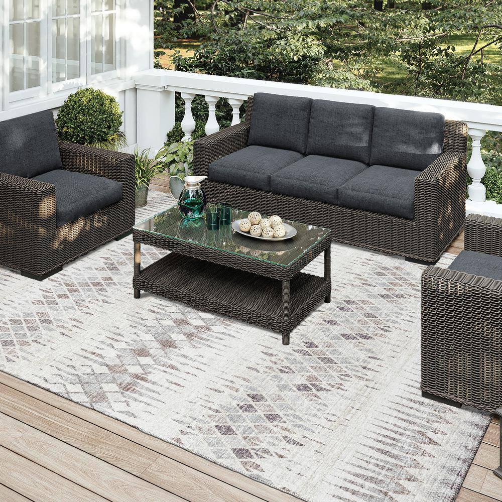 Rylee Beige 5 ft. x 7 ft. 6 in. Geometric Indoor/Outdoor Area Rug