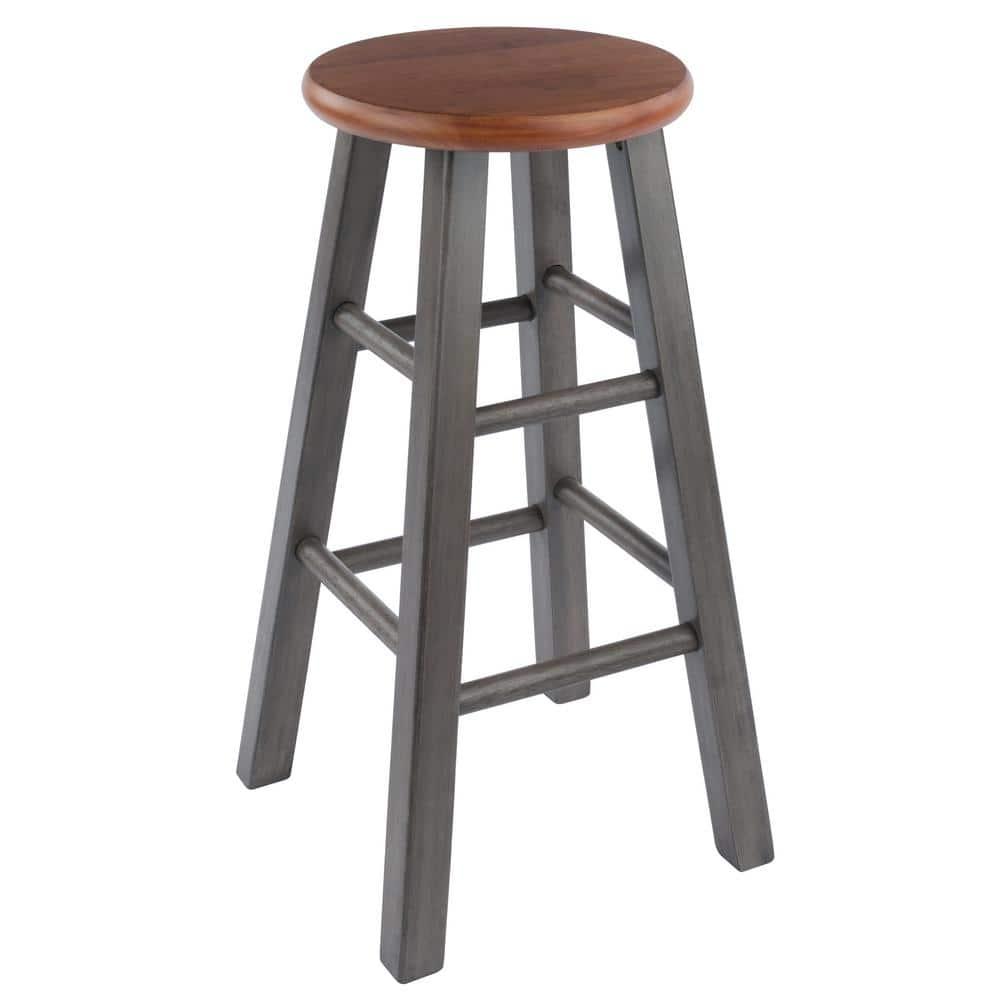24" Ivy Counter Height Barstool Rustic Teak Brown - Winsome: Solid Wood, No Assembly, 220lb Capacity