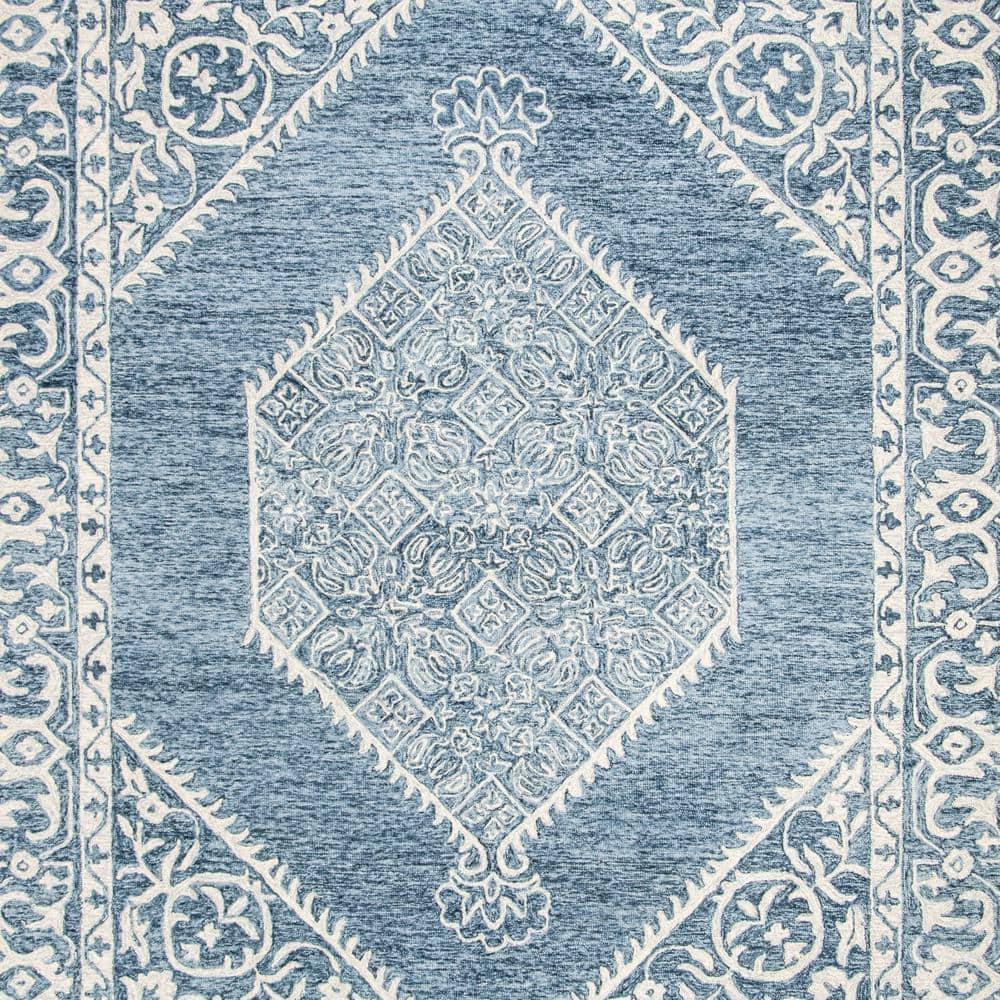 Ophelia & Co. Salerna Micro-Loop Hand Tufted Wool/Cotton Oriental Rug in Ivory/Blue