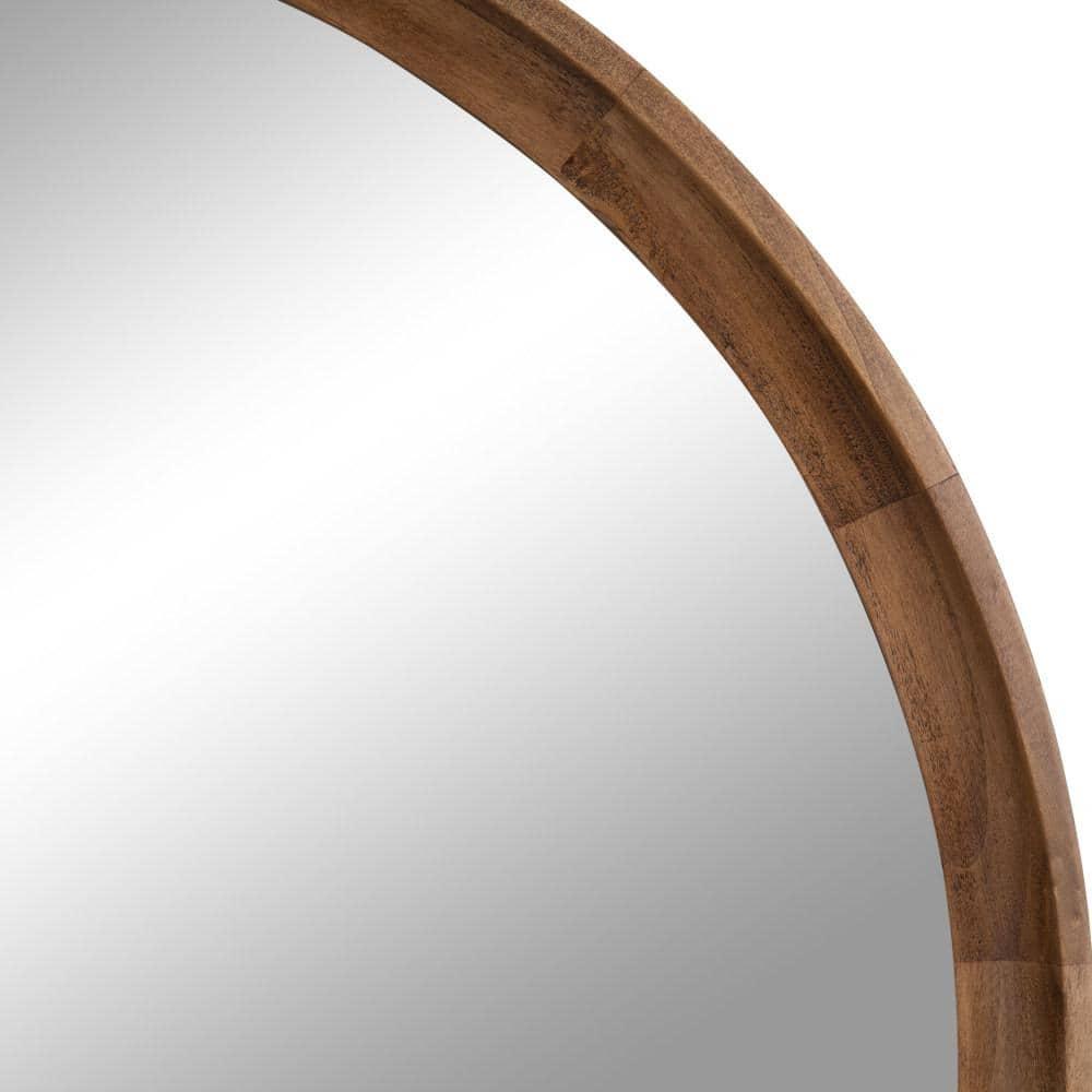 Kate and Laurel Hatherleig Round Wood Round Mirror, 30" Diameter, Rustic Brown