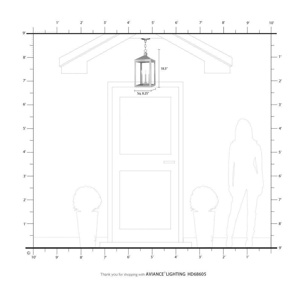 3 Light Outdoor Pendant Lantern with Clear Glass Shade