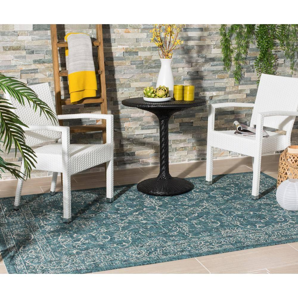 Courtyard CY8680 Power Loomed Indoor and Outdoor Area Rug - Turquoise - 9'x12' - Safavieh