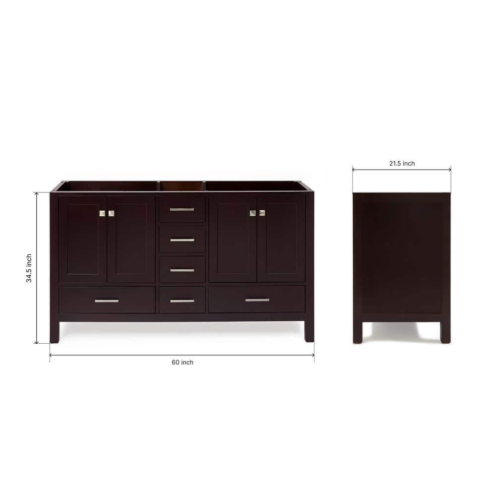 Ariel A061d-Bc Cambridge 60" Double Free Standing Vanity Cabinet Only - Brown