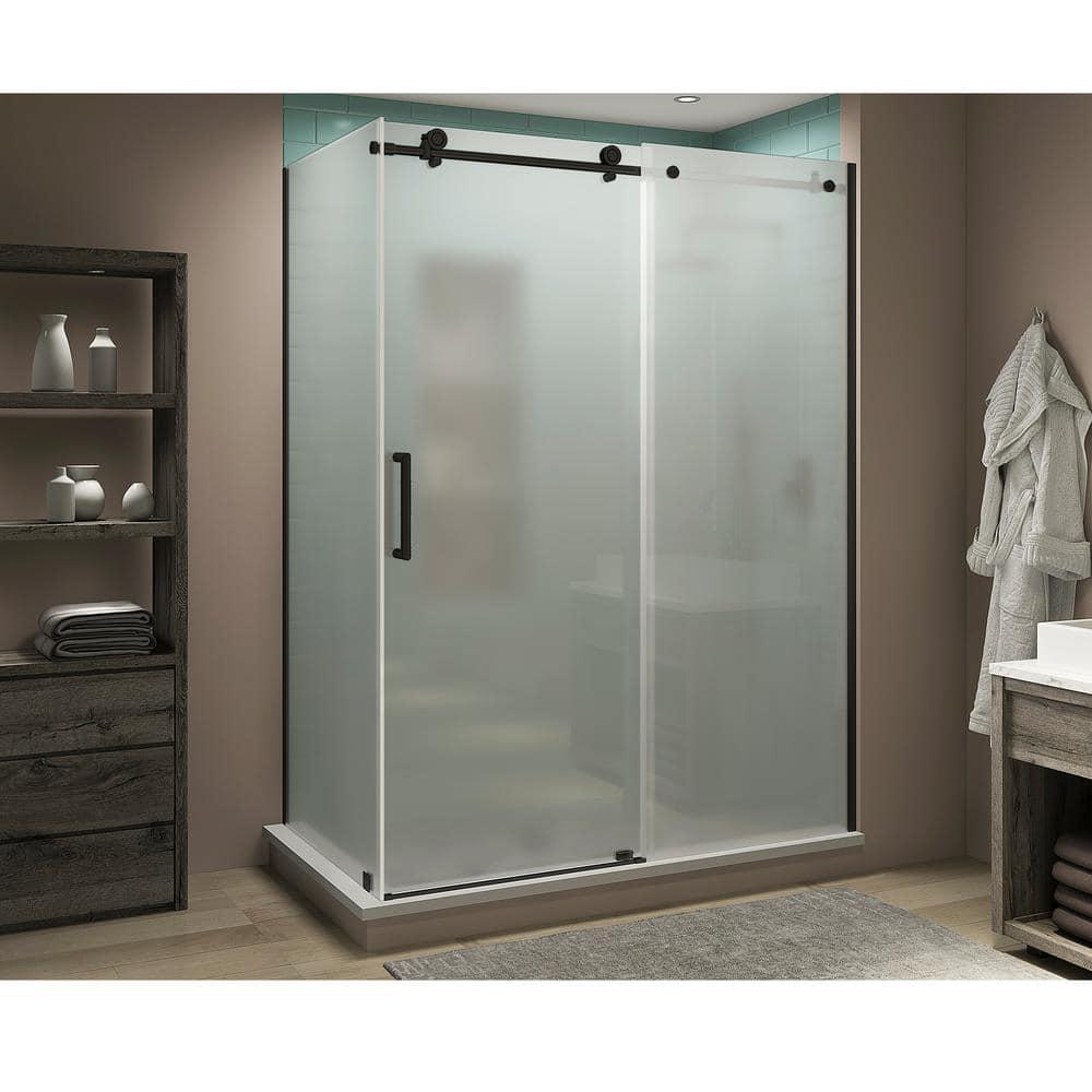 Coraline XL 52" - 56" W x 34" D x 80" H Frameless Rectangle Sliding Shower Enclosure, Frosted Glass