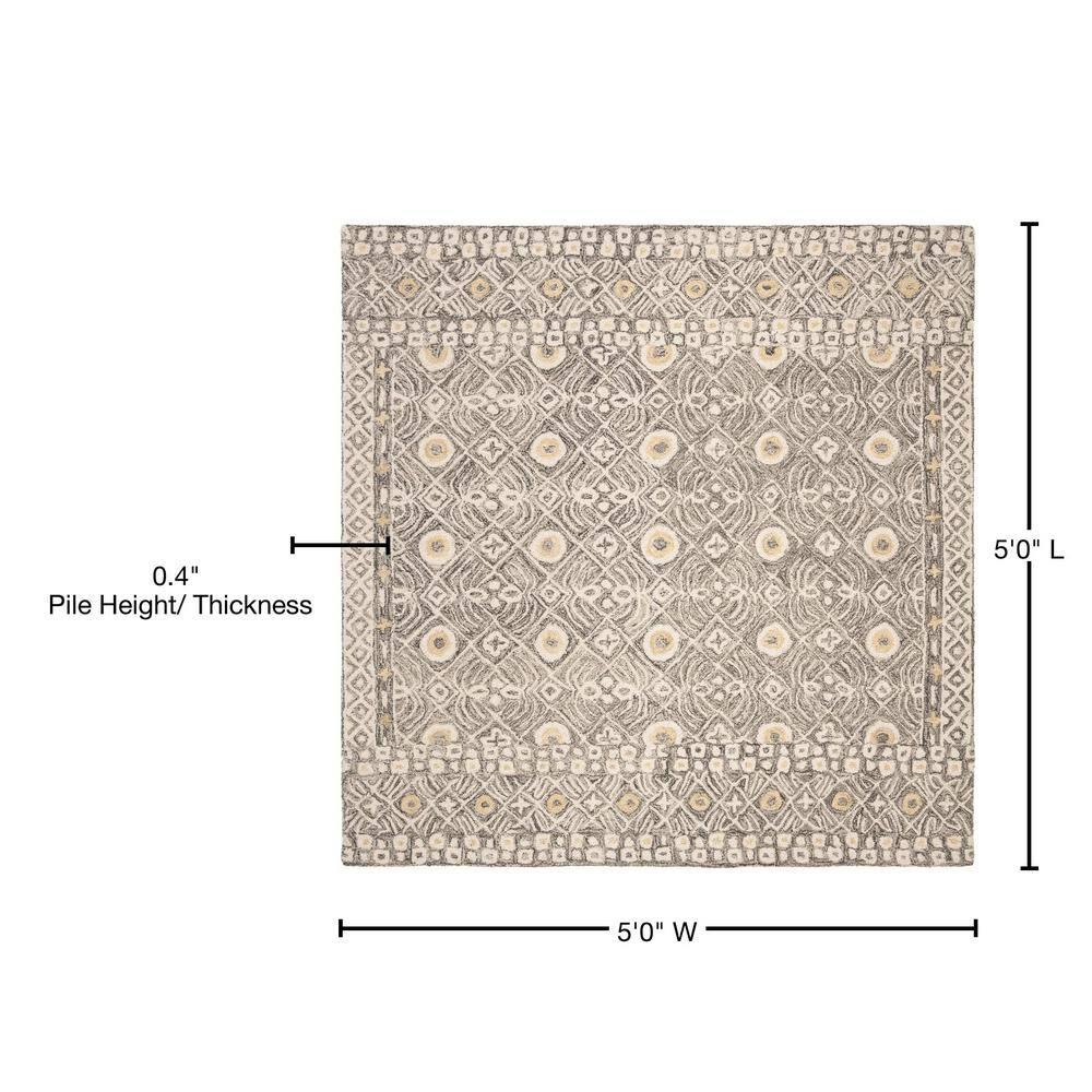 Micro-Loop MLP801 Hand Tufted Area Rug - Charcoal/Ivory - 5'x5' - Safavieh.
