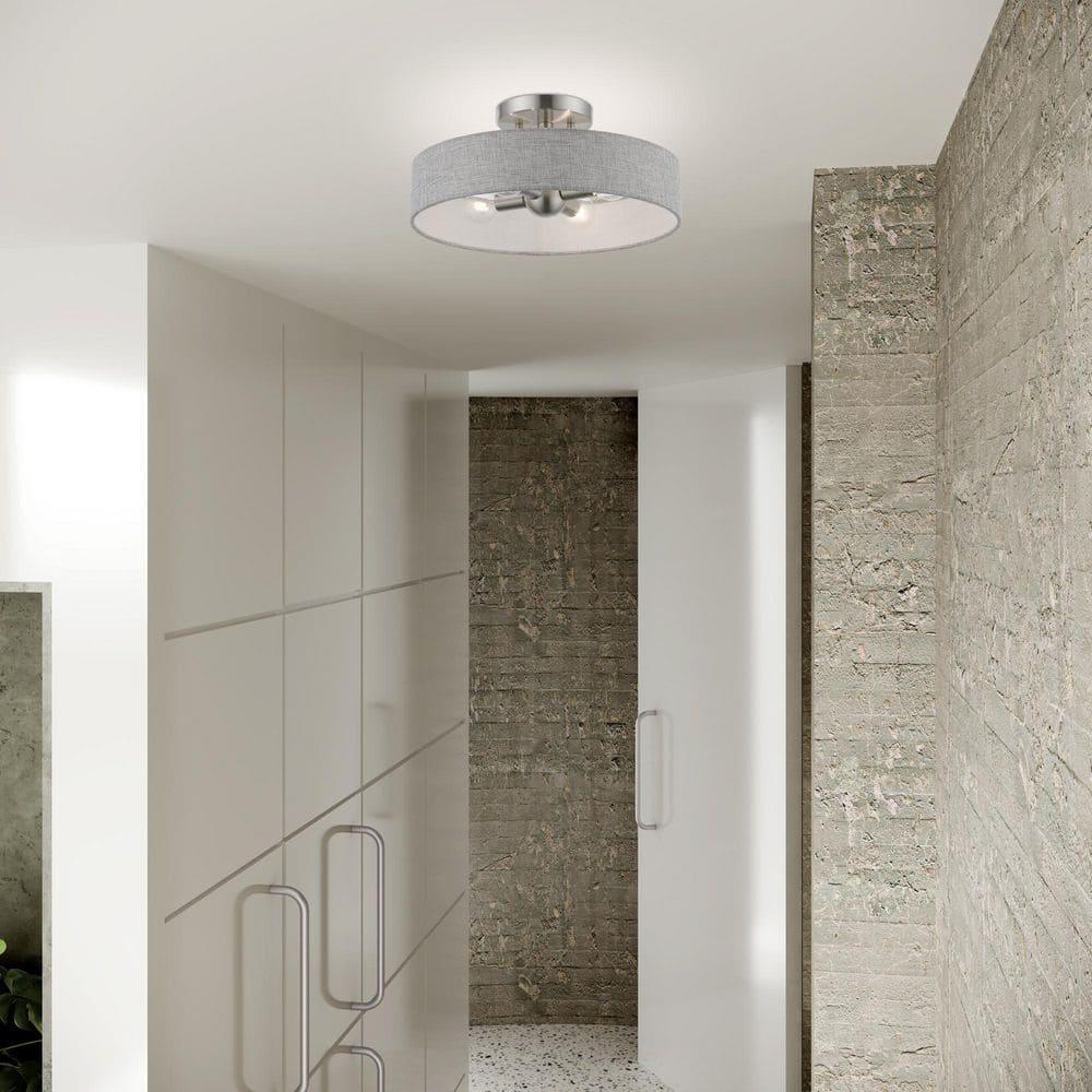 Livex Lighting Elmhurst 4 - Light Semi-Flush Mount in  Brushed Nickel/Shiny White