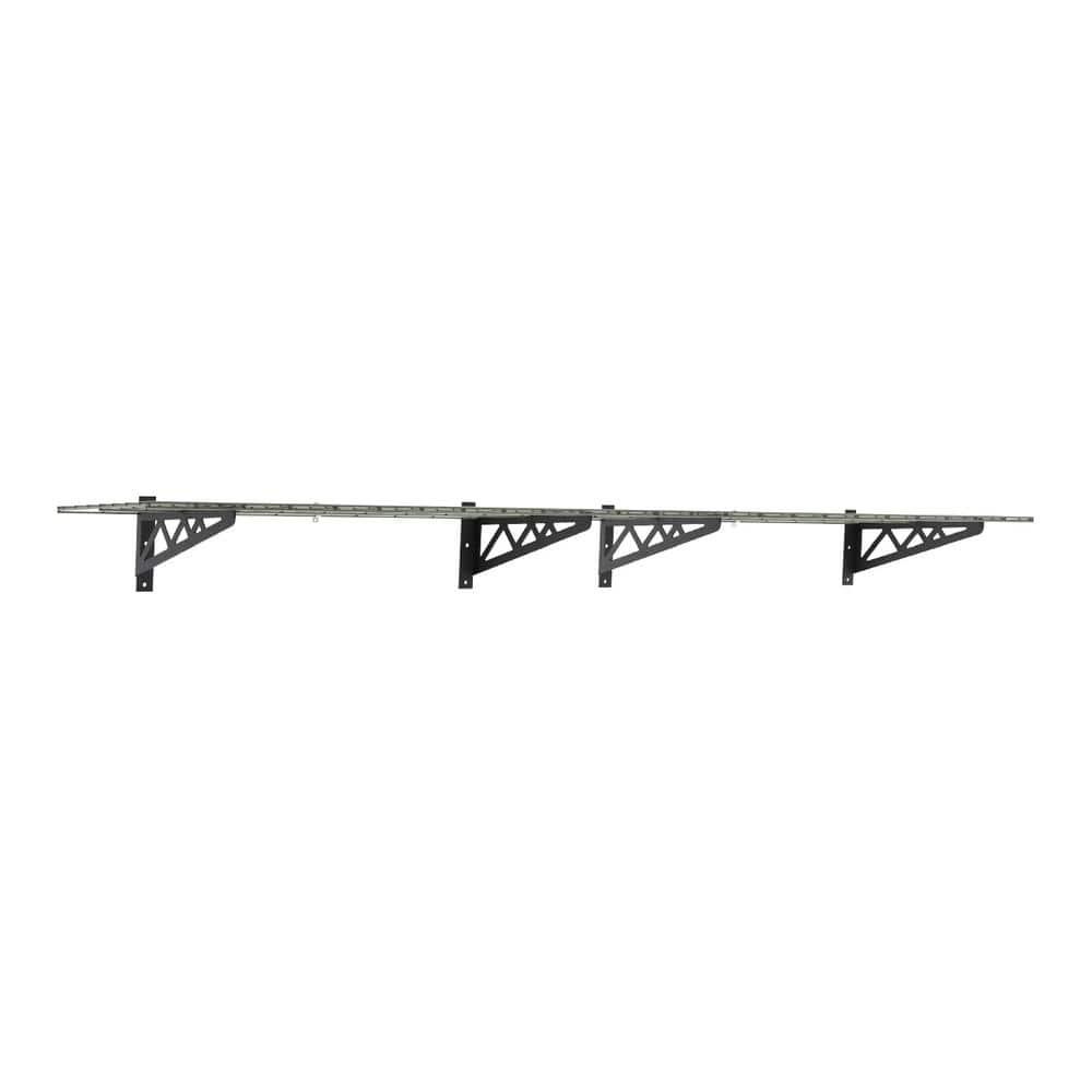 MonsterRax Garage Wall Shelf Two-Pack White or Hammertone Three Size Options Includes Bike Hooks 500lb Weight Capacity (Hammertone, 18"x48")