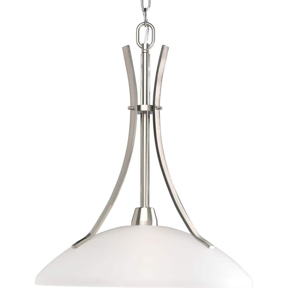 Progress Lighting Wisten 1-Light Pendant, Brushed Nickel, Etched Glass Shade Collection