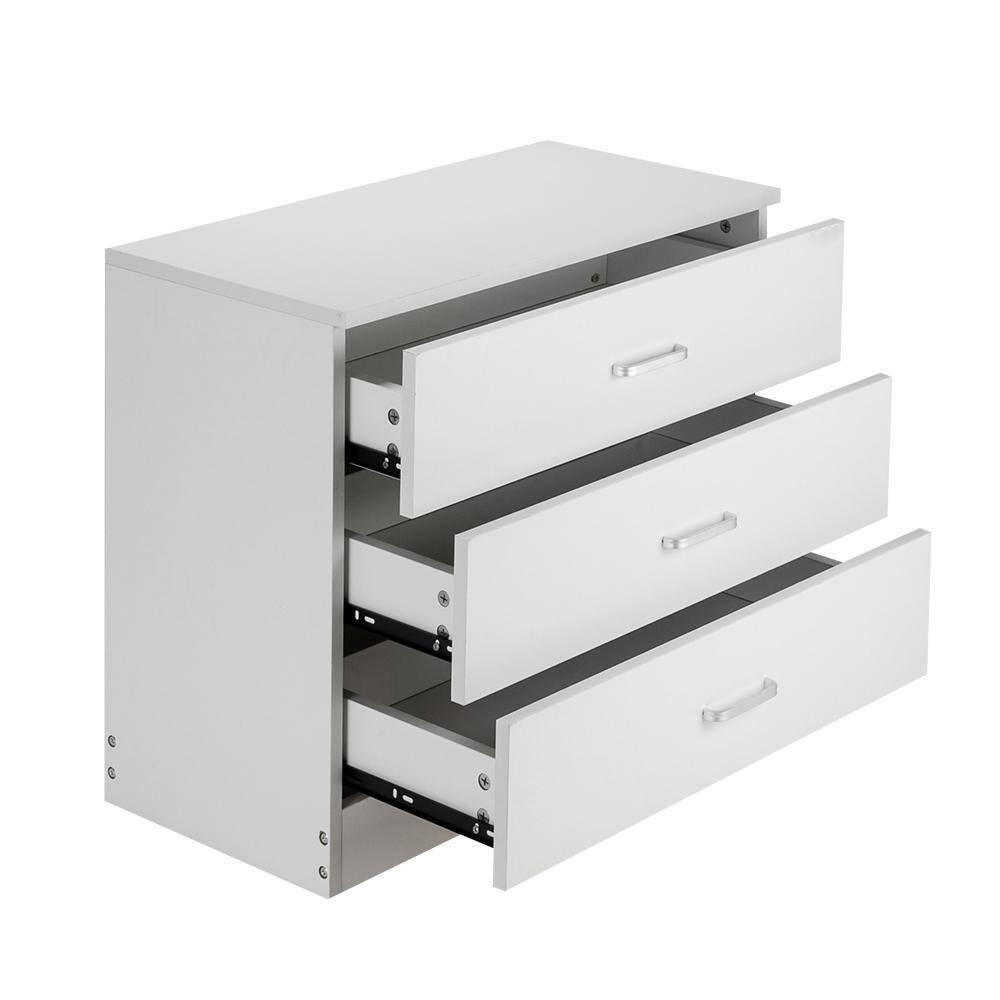 Oufan 3 White Chest of Drawers, 22 in. H x 26 in. W x 13. D, White