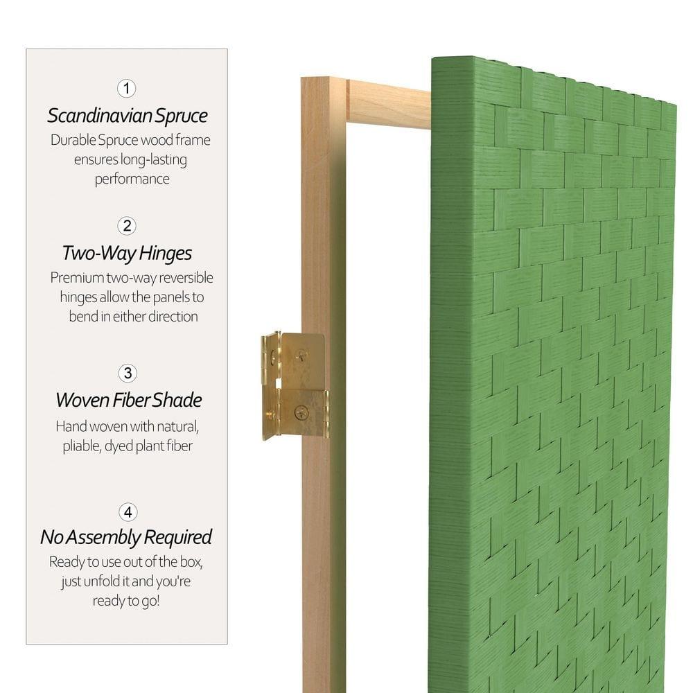 6 ft. Light Green 3-Panel Room Divider
