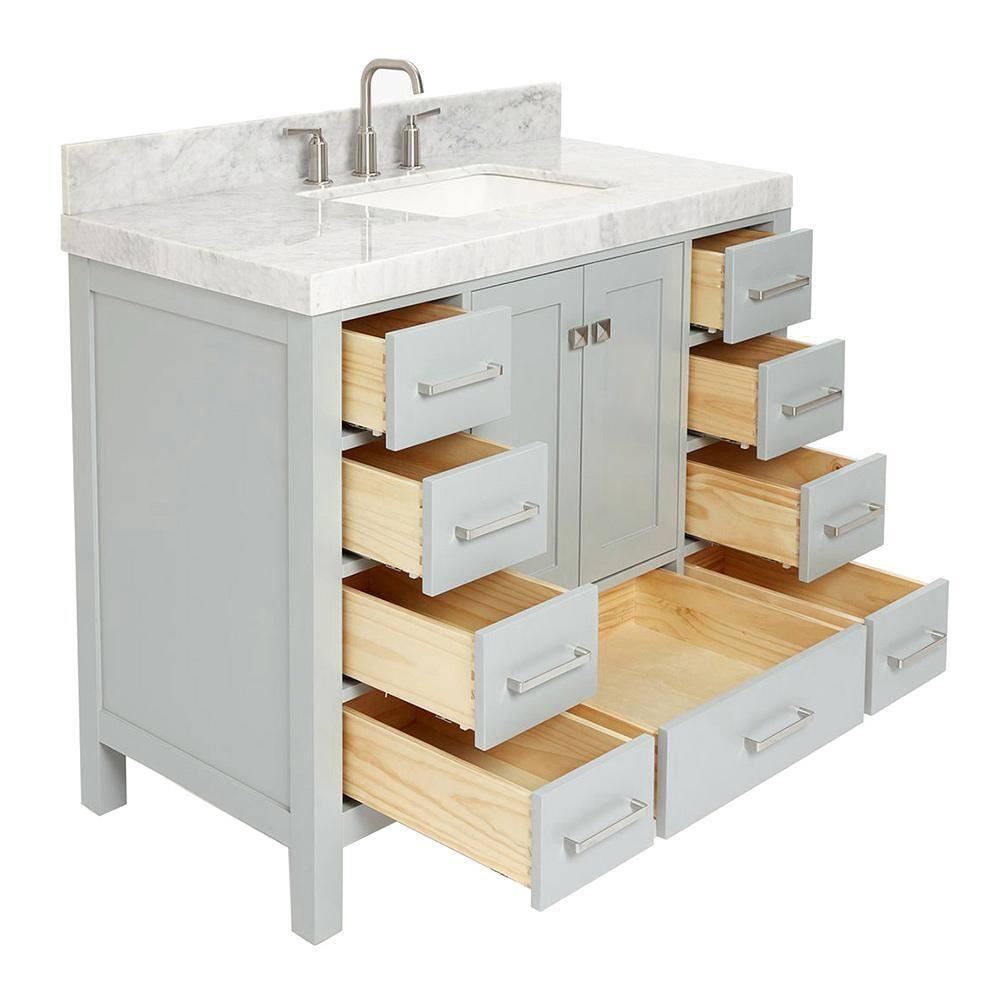 Cambridge 42'' Single Bathroom Vanity with Carrara Marble Top