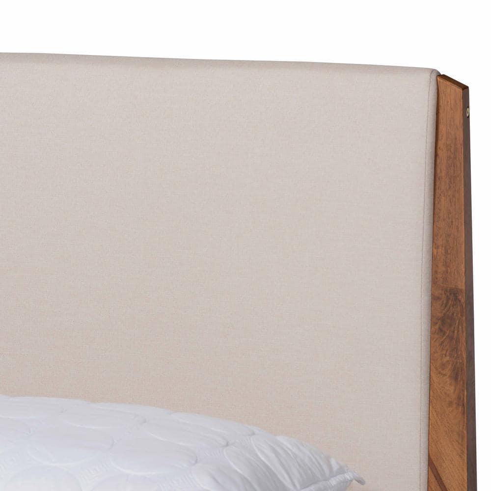 Baxton Studio Lenora Beige and Walnut Brown Finished Wood King Size Platform Bed