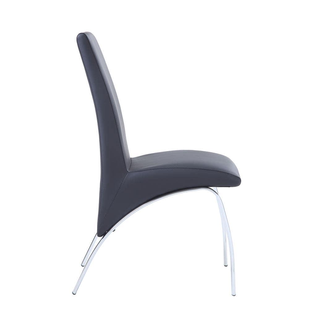 Set of 2 17" Pervis PU Dining Chairs Black/Chrome - Acme Furniture
