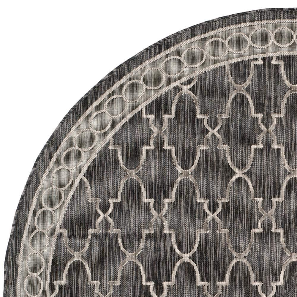 Courtyard CY8871 Power Loomed Indoor/Outdoor Area Rug - Black/Beige - 6'7" Round - Safavieh.