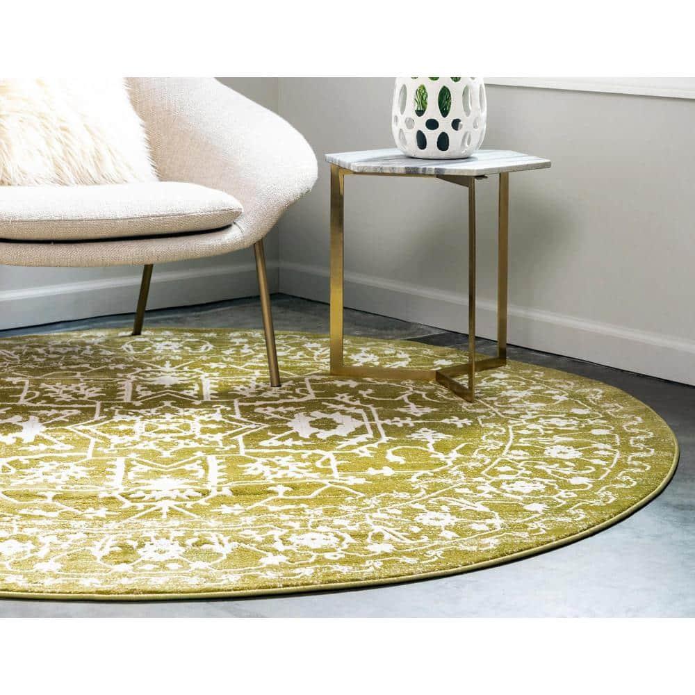 Unique Loom New Classical Collection Area Rug - Olympia (8'  Round Light Green/Ivory)