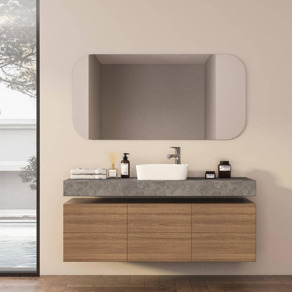 Altair 17'' White Ceramic Square Bathroom Sink with Overflow