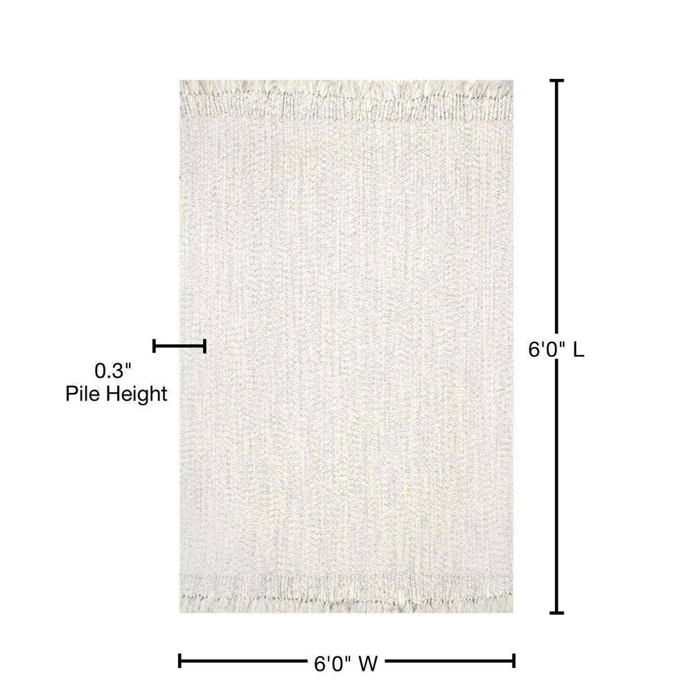 Nuloom Braided Courtney Tassel Indoor/Outdoor Area Rug, Square 6', Ivory
