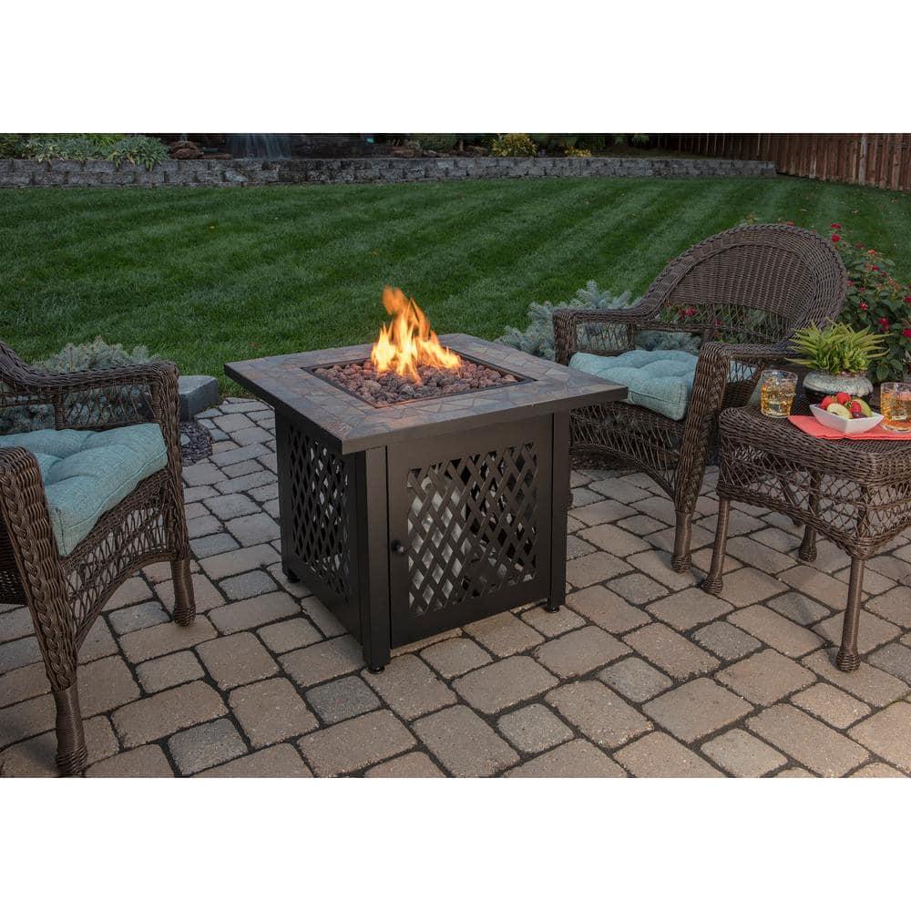 Endless Summer Endless Summer, 30" Square LP Gas Outdoor Fire Pit with Mosaic Slate Tile Mantel