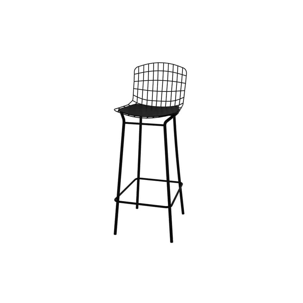Madeline 41.73" Barstool with Seat Cushion in Black