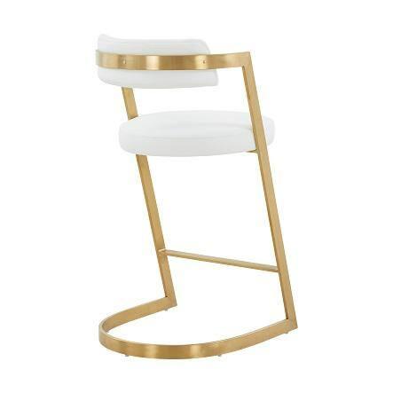 Modrest Shandra White Faux Leather & Gold Counter Stool