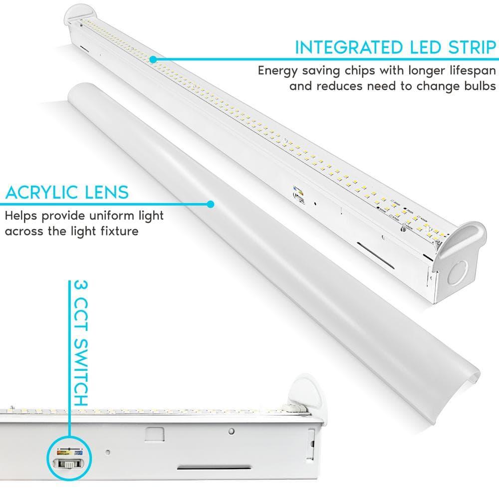 Luxrite 3FT Slim LED Shop Light, 25W, 3450 Lumens, 3 Color Selectable 3500K-5000K, 0-10V Dimmable, Damp Rated UL Listed