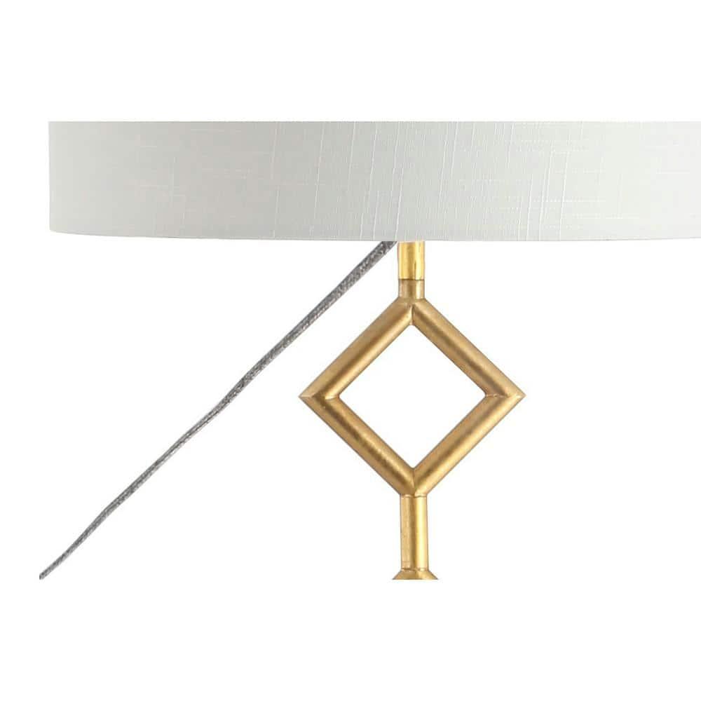 JONATHAN Y Diamante 61.5" Modern Gilt Metal with Marble Based LED Floor Lamp, Gold/White, JYL1083A